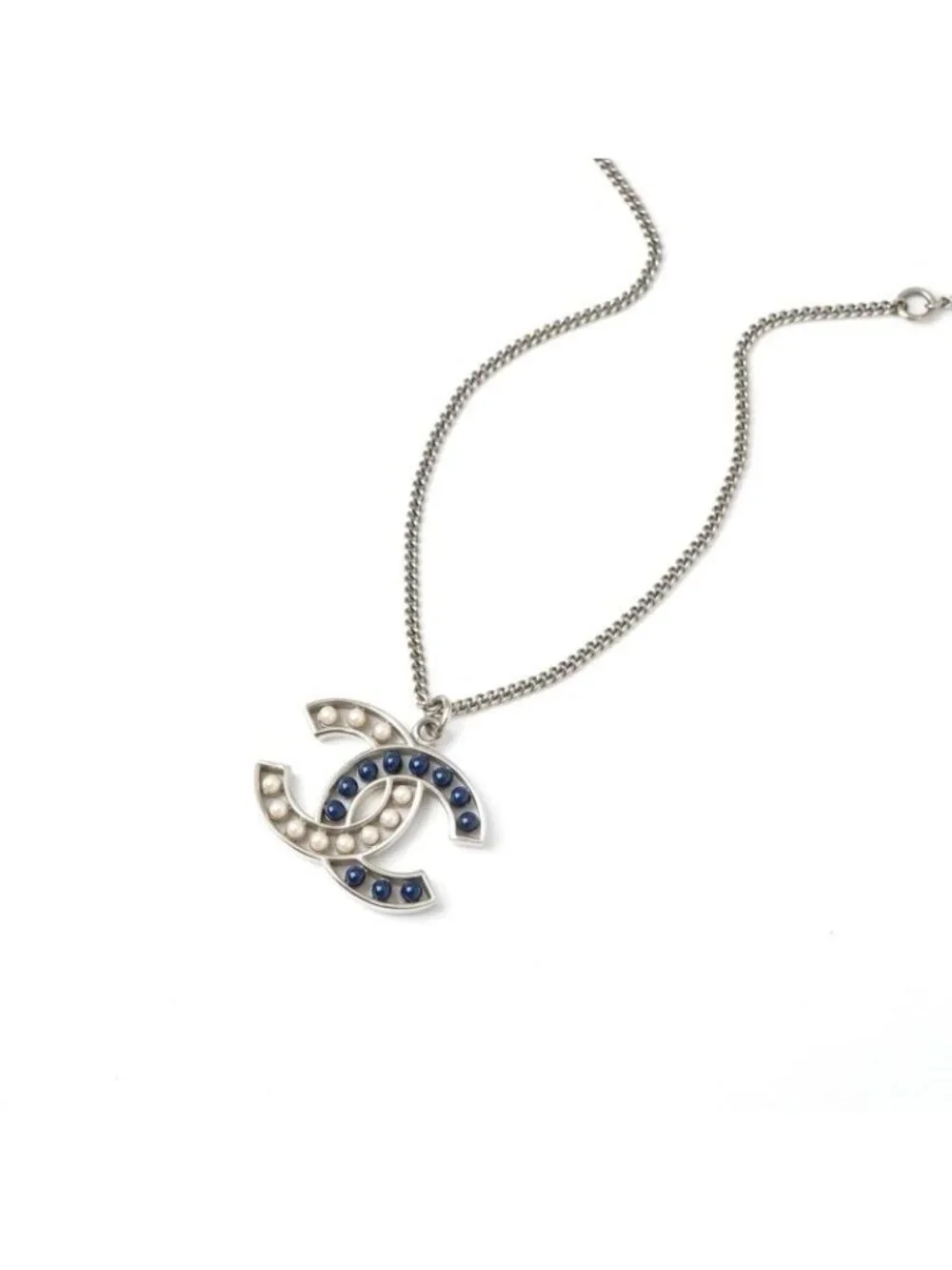 Chanel GP Silver Navy Coco Mark Pearl